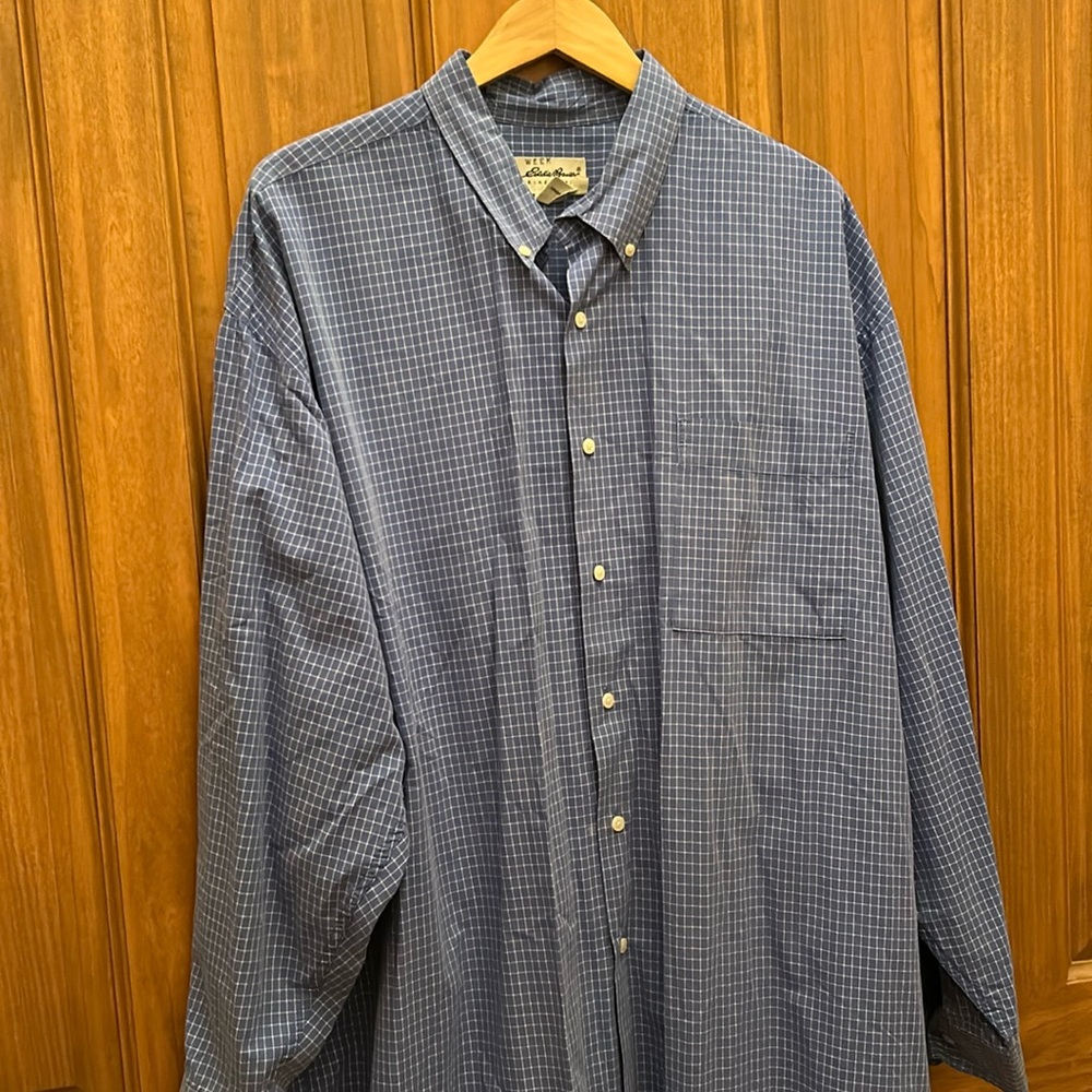 Eddie Bauer blue collared button down shirt size XXXL - Picture 3 of 6